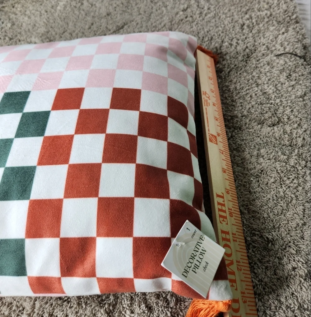 2 Fall Decorative Pillows (1 Pumpkin Pillow & 1 Orange Squares Pillow)